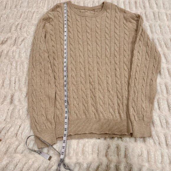 St, Johns Bay Cable Knit Sweater Stretch Long Sleeve Tan Mens Size XL - Picture 2 of 6